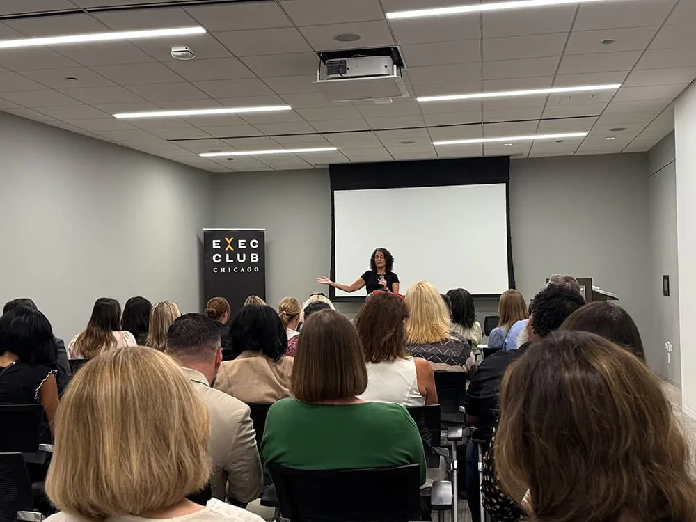 Jodee Blanco presenting to a full room at the Executives’ Club of Chicago